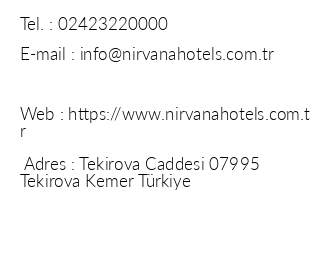 Nirvana Dolce Vita iletiim bilgileri
